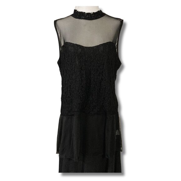 mblm Tops - MBLM Plus size black lace and sheer mesh sleeveless shirt ~ LARGE XL 1X blouse